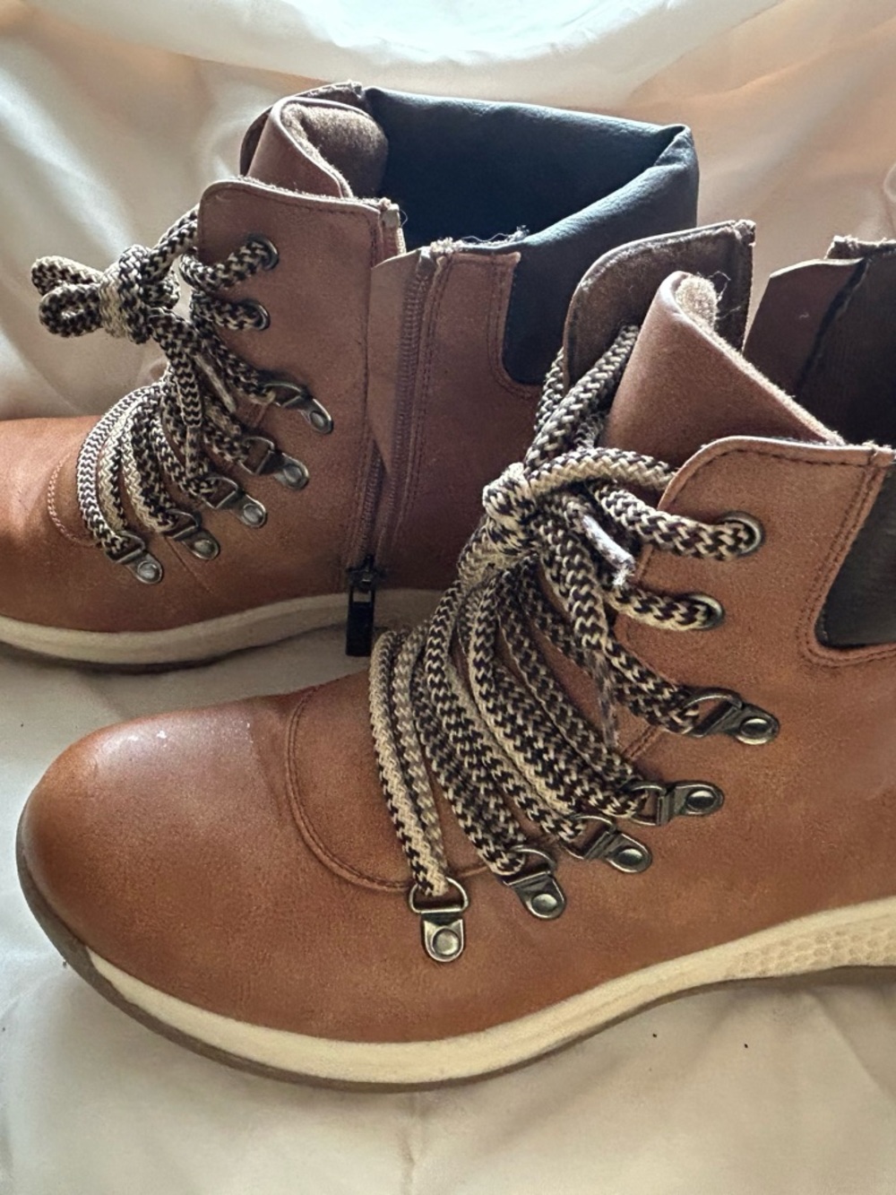 Maurices Tan Lace-Up Ankle Boots with Two-Tone Laces - Picture 2 of 6